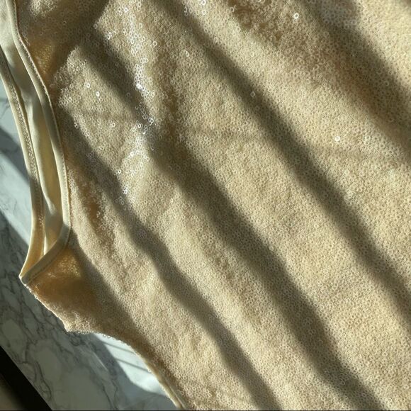 REHAB Revolve Sequins Peach Pink Blush Bodysuit NWT - Picture 7 of 9